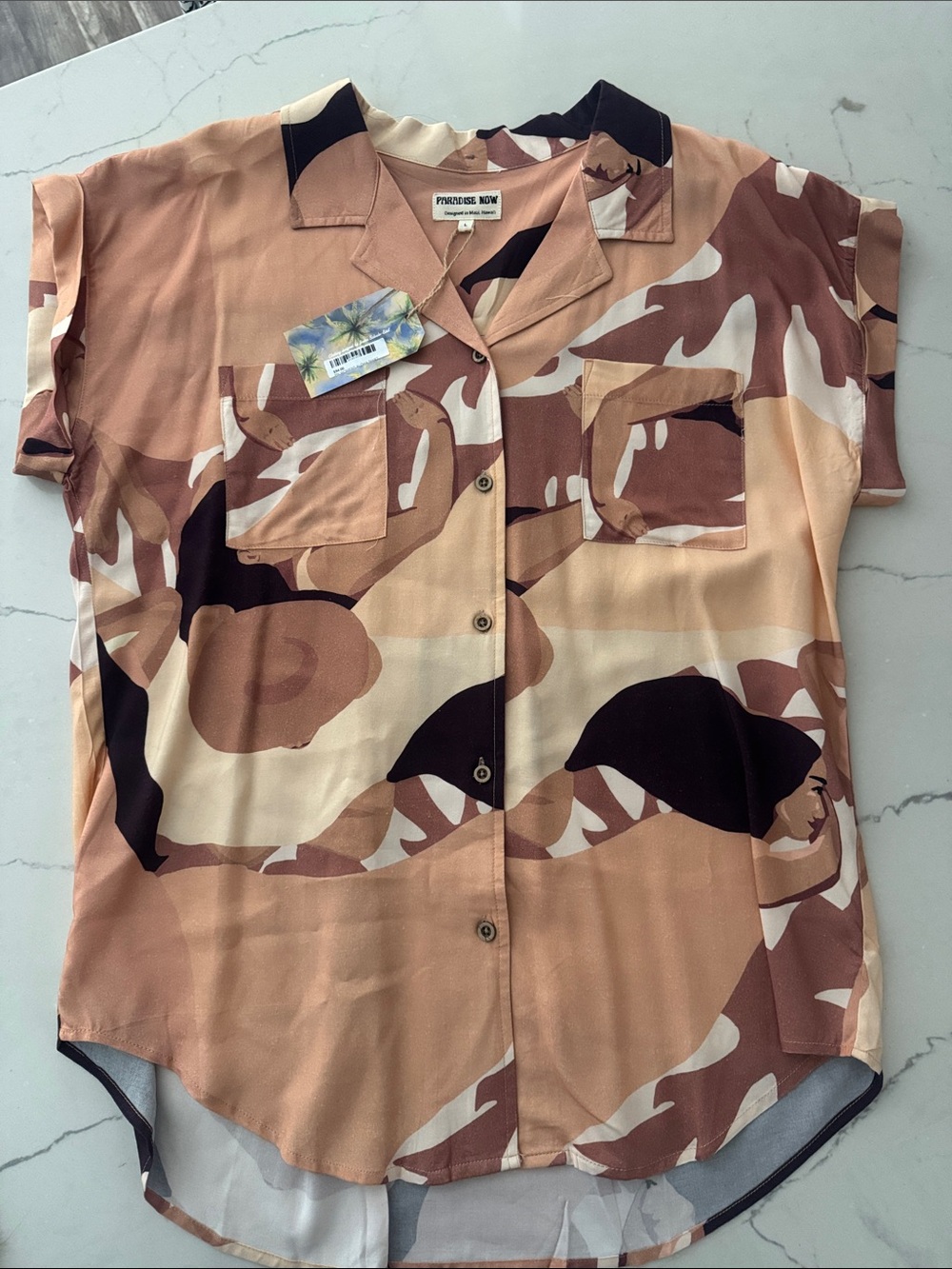 NWT Paradise Now Maui Aloha Shirt Abstract Print Size L